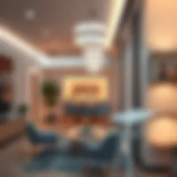 Creative application of self-stick LED lights in a modern interior