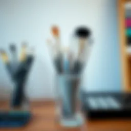 Stylish acrylic brush holder showcasing various art brushes