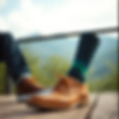 Stylish Outdoor Pairing with Aloe Socks Aloe socks paired with casual footwear in an outdoor setting
