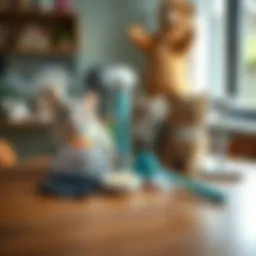 Various types of cat hair catchers displayed on a table