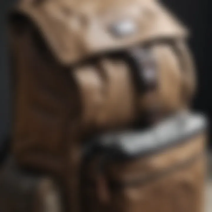 Close-up view of backpack materials showcasing durability and texture.