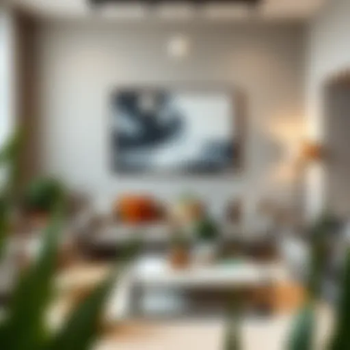 Elegant display of artificial round ball plants in a contemporary living room setting
