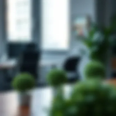 Modern Office Arrangement Charming arrangement of artificial greenery in a modern office space