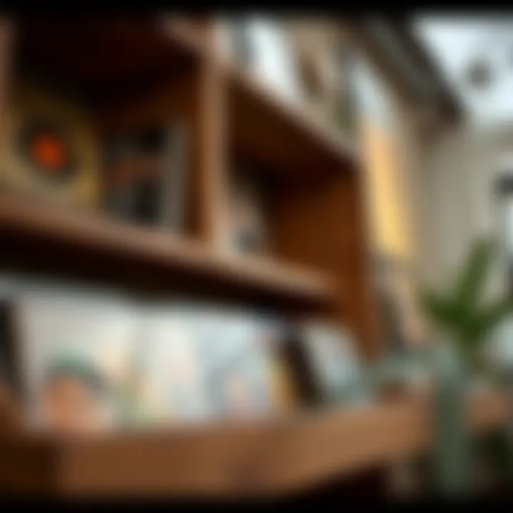 Artisan Wooden Vinyl Display Artisan-crafted wooden vinyl display emphasizing craftsmanship