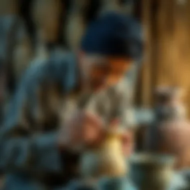 An artisan meticulously crafting a half face vase, highlighting traditional techniques