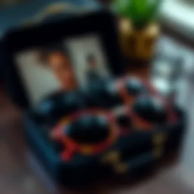 Stylish Case with Artistic Arrangement Artistic arrangement of sunglasses in a stylish case.