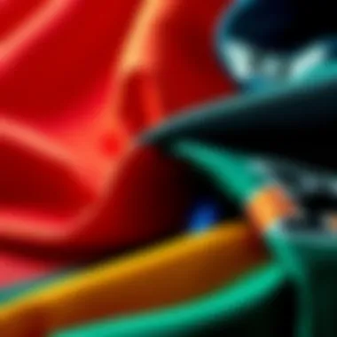 Exploration of Racing Textiles Colorful automotive-themed fabric swatches