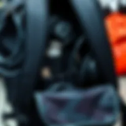 A neatly organized backpack showcasing various cable organizers.