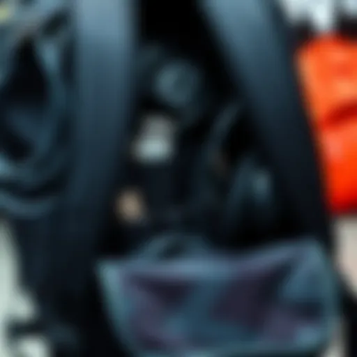 A neatly organized backpack showcasing various cable organizers.