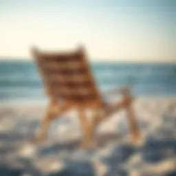 Comfortable beach backrest chair on sandy shore
