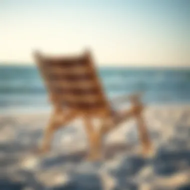 Optimal Comfort: A Beach Backrest Chair Comfortable beach backrest chair on sandy shore