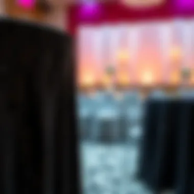 The Elegance of Black Sequins Elegant black sequin tablecloth draped over a banquet table