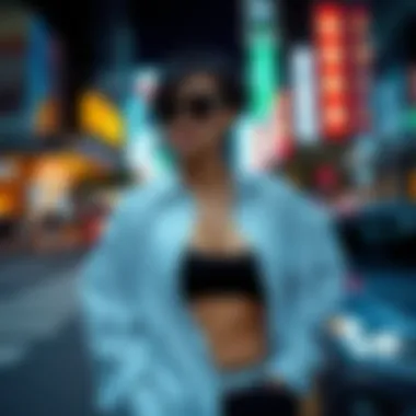 Chic Urban Fashion Trends Fashionable urban setting with stylish undershirts