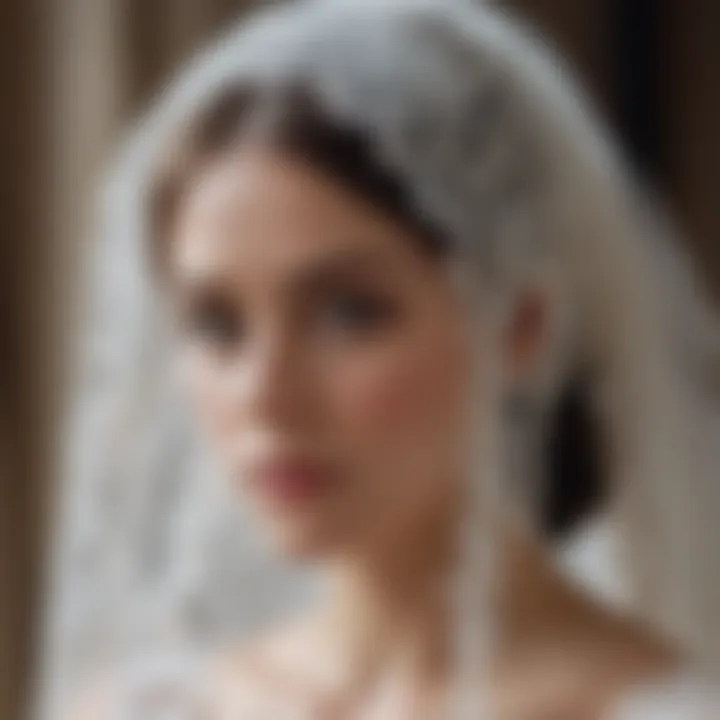 Intricately designed lace bridal veil