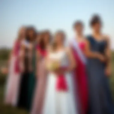 Diverse Styles in Bridal Party Sashes A stunning bridal party showcasing diverse styles of sashes complementing their attire