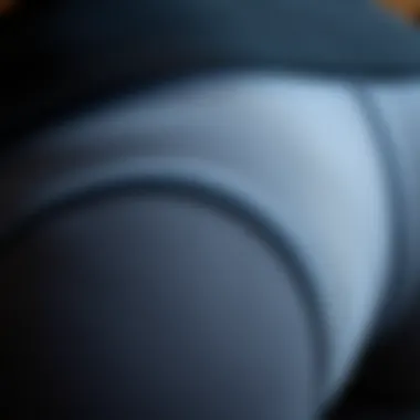 Close-up of the fabric and stitching of yoga shorts