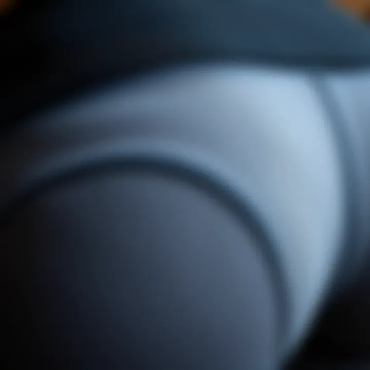 Close-up of the fabric and stitching of yoga shorts