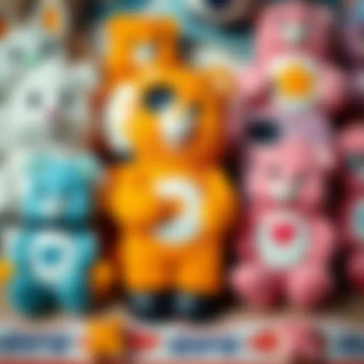 Cultural Significance of Care Bear Memorabilia A nostalgic display of Care Bear memorabilia alongside iPhone cases, illustrating cultural significance.