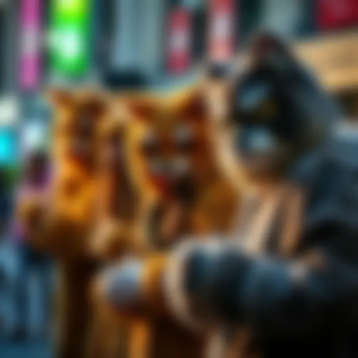 Community Engagement in Furry Culture Group of individuals engaging in cat furry costume community events, celebrating creativity and expression