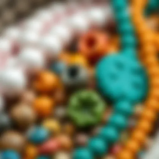 Colorful assortment of clay beads showcasing various textures and finishes