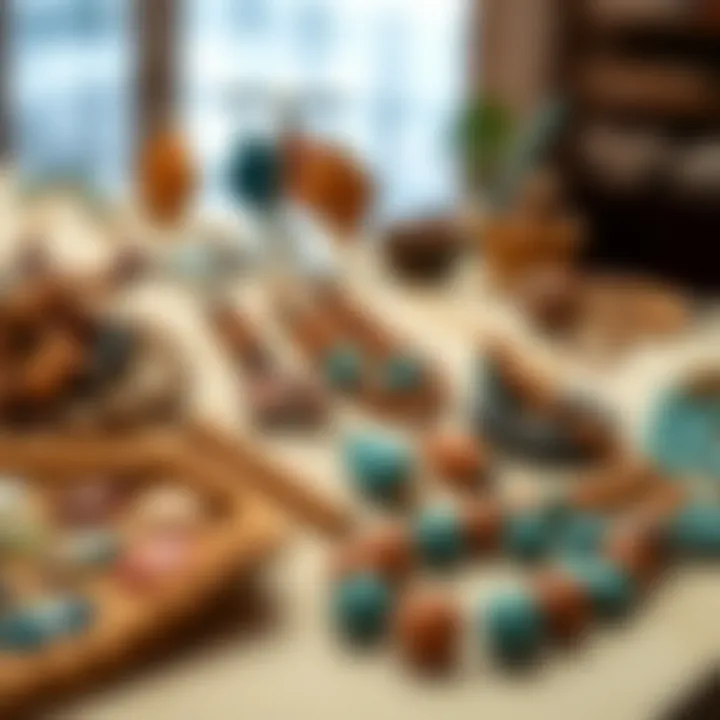 Innovative Jewelry Designs Using Clay Beads Display of contemporary jewelry designs featuring clay beads in various shapes