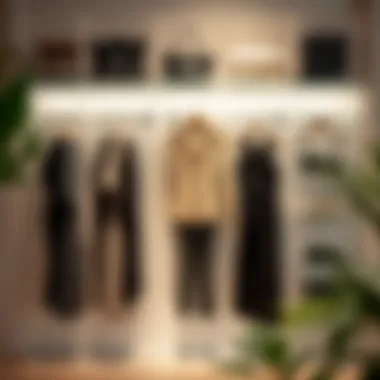 Stylish Home Display of Clothing with Acrylic Shelves Home interior featuring stylish clear acrylic display for clothing