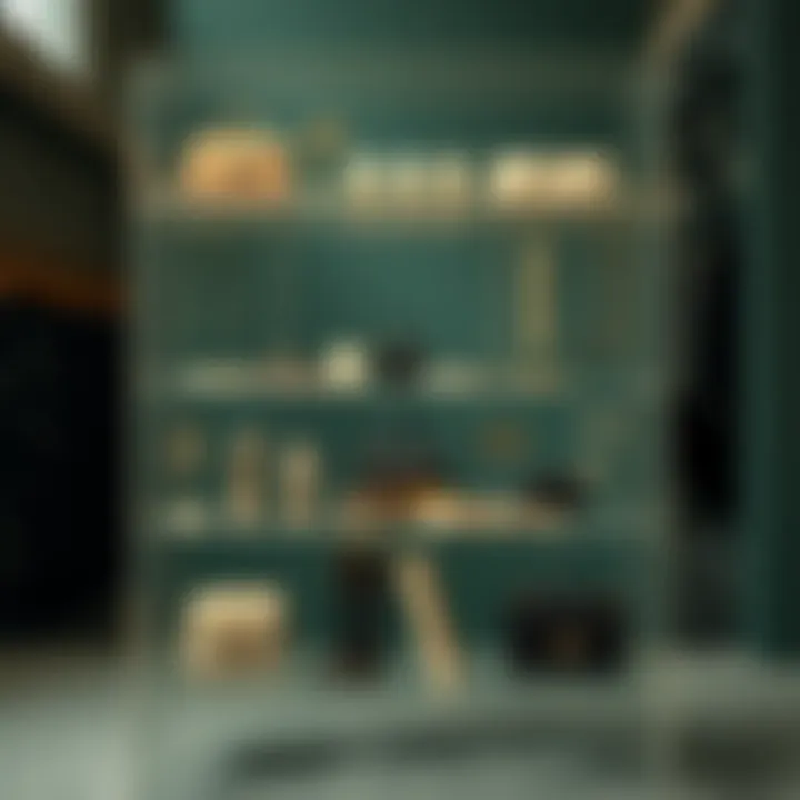 Aesthetic Display of Fashion Accessories Elegant arrangement of fashion accessories on clear acrylic shelves