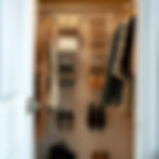 Organized closet featuring clear plastic hanging shoe organizers