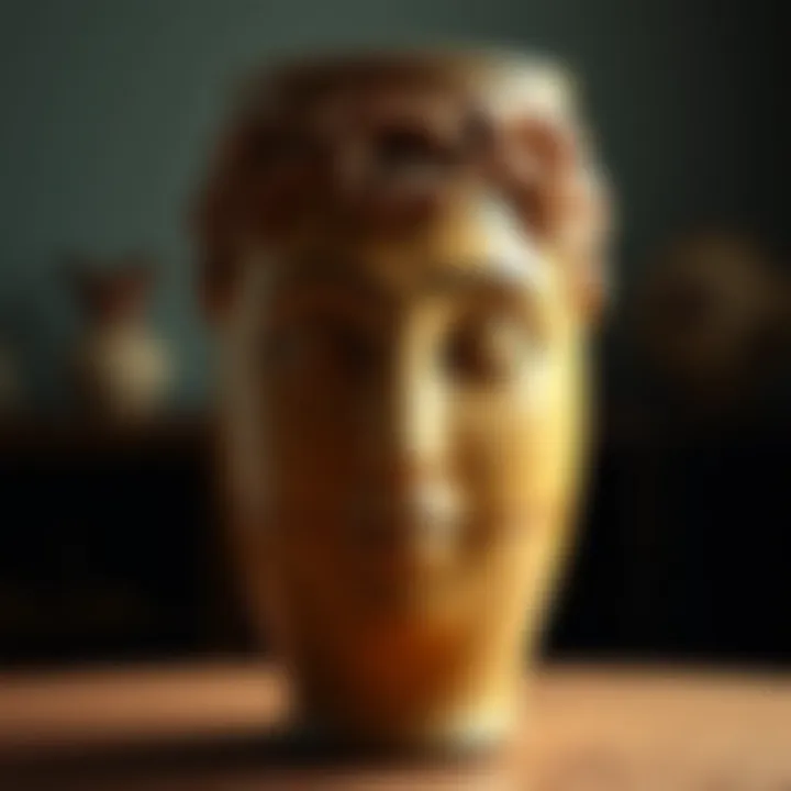 A close-up of a half face vase, emphasizing its unique features and artistic allure