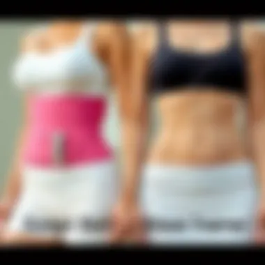 Sweat Belt vs Waist Trainer Comparison Illustration contrasting sweat belts and waist trainers side by side