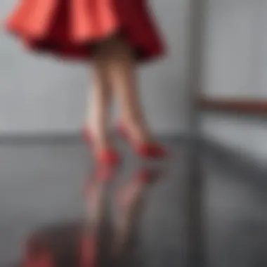 Glamorous Touch: Red Dress with Metallic Silver Heels Stylish red dress complemented by metallic silver heels