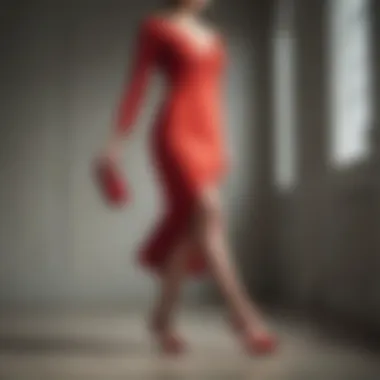 Timeless Elegance: Red Dress and Nude Heels Chic red dress combined with nude-colored heels