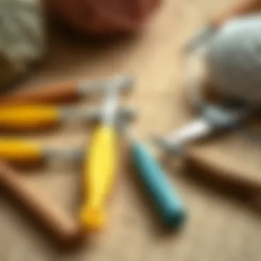 Essential Crochet Tools for Beginners Crochet hooks arranged on a textured surface