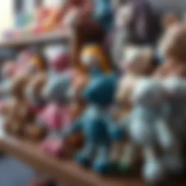 Artistic Amigurumi Creations Showcase Finished amigurumi plush toys displayed creatively