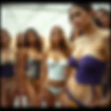 Showcase of Corset Top Bikinis Group of stylish models showcasing various corset top bikinis