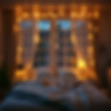 Cozy bedroom ambiance created by string lights