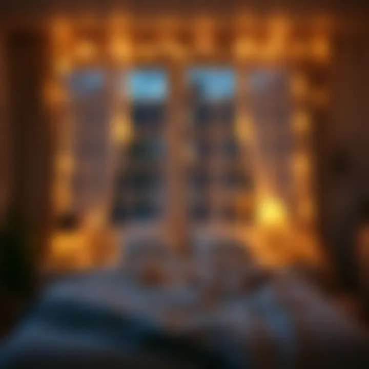 Cozy bedroom ambiance created by string lights