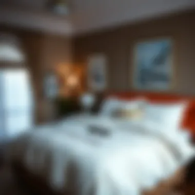 Stylish Bedroom with Personalized Bedding Cozy bedroom featuring a personalized name comforter on a stylish bed