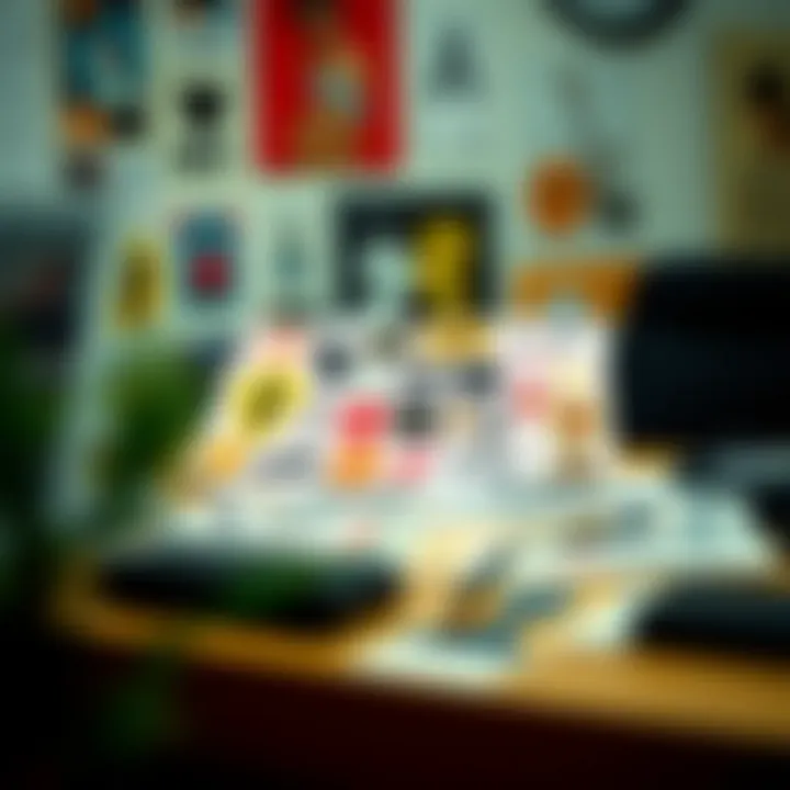 Artistic display of Dailylike stickers on a design workspace