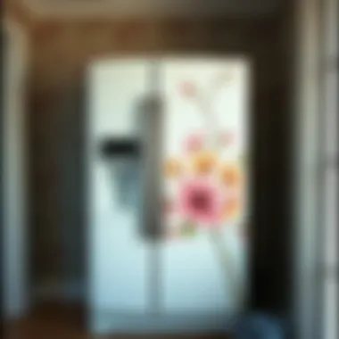 Installing Wallpaper on Refrigerator with Ease DIY installation of peel and stick wallpaper on a fridge