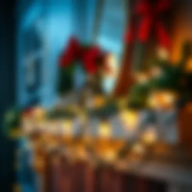 Seasonal Decor with String Lights Creative arrangement of string lights intertwined with seasonal decor on a mantle