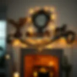 Cozy Atmosphere with String Lights Elegant mantle adorned with warm string lights creating a cozy atmosphere