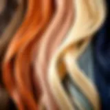 A close-up of vibrant short clip-in hair extensions showcasing various colors and textures