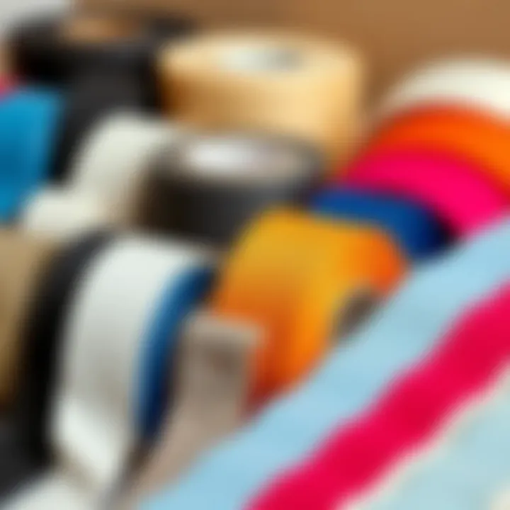Variety of strapless dress tapes in different colors and textures