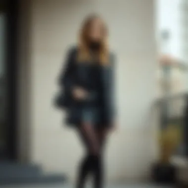 Variety of styling options showcasing dark grey tights versatility