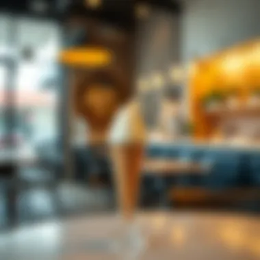 Sleek Acrylic Stand in a Trendy Café Modern acrylic ice cream cone stand in a trendy café environment