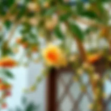 Realistic Faux Flower Vines with Natural Touch Close-up of realistic-looking artificial flower vines intertwined with natural elements