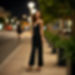 A chic black jumpsuit styled for a night out