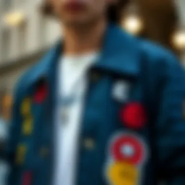 Creative use of alphabet patches enhancing a jacket