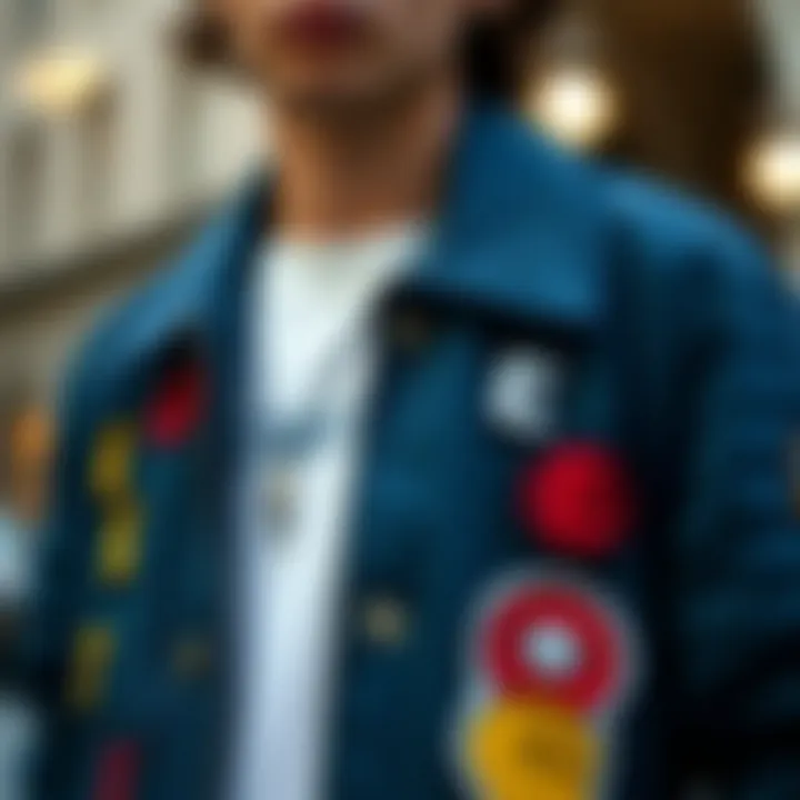 Creative use of alphabet patches enhancing a jacket